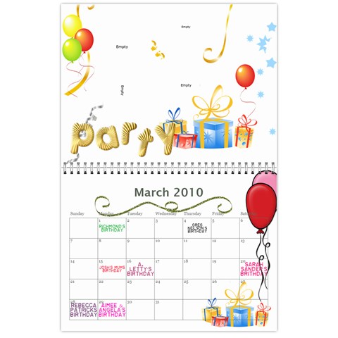 My 18m Calendar By Jem Mar 2010