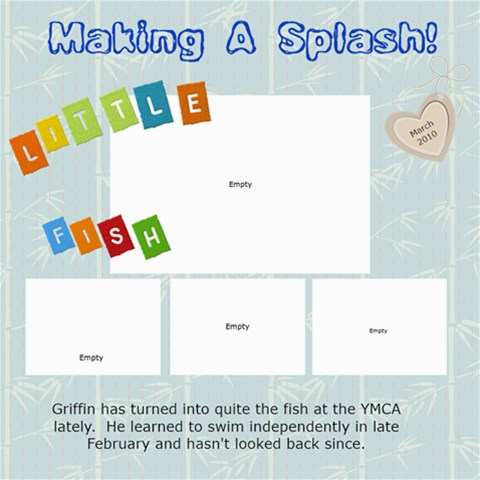Swim Scrapbook Page By Kim Thomas 8 x8  Scrapbook Page - 1