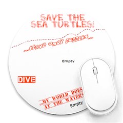 Sea Turtle Dive Mousepad - Collage Round Mousepad