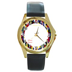 Gia Watch - Round Gold Metal Watch