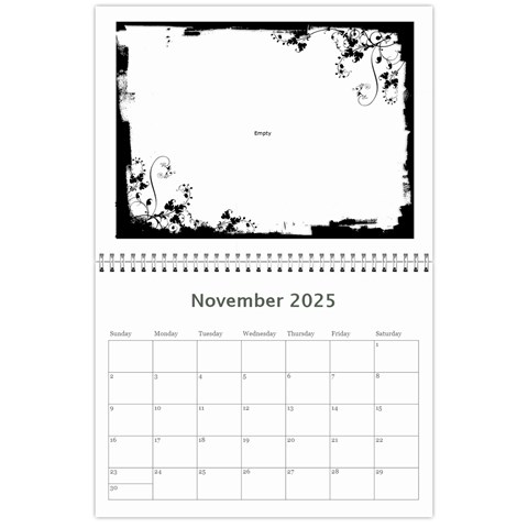 Black & White 2025 Calendar  By Catvinnat Nov 2025