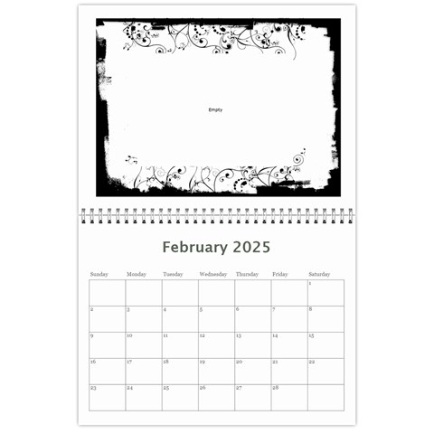 Black & White 2025 Calendar  By Catvinnat Feb 2025