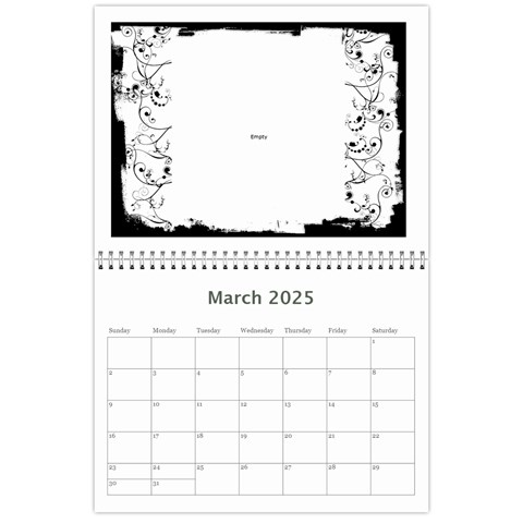Black & White 2025 Calendar  By Catvinnat Mar 2025