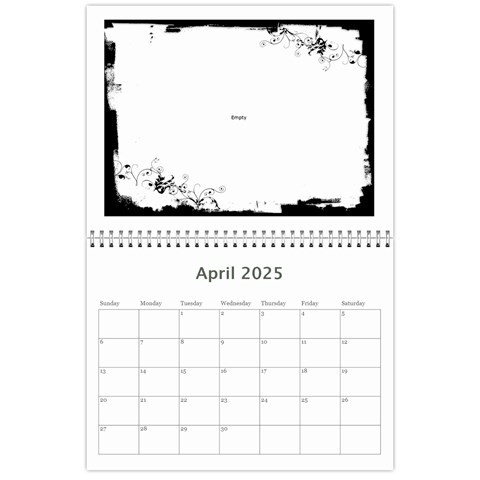 Black & White 2025 Calendar  By Catvinnat Apr 2025