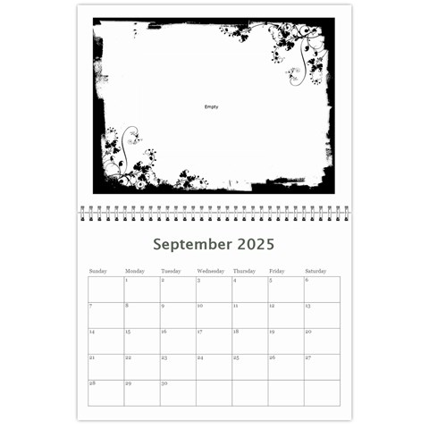 Black & White 2025 Calendar  By Catvinnat Sep 2025
