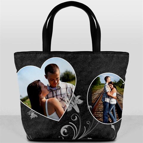 Charcoal Flowered Bucket Bag By Lil Front