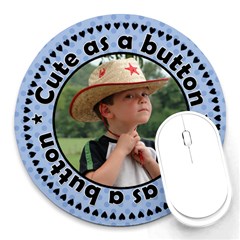Cute as a Button Boy Mousepad - Round Mousepad Cute as a Button Boy Mousepad - Round Mousepad