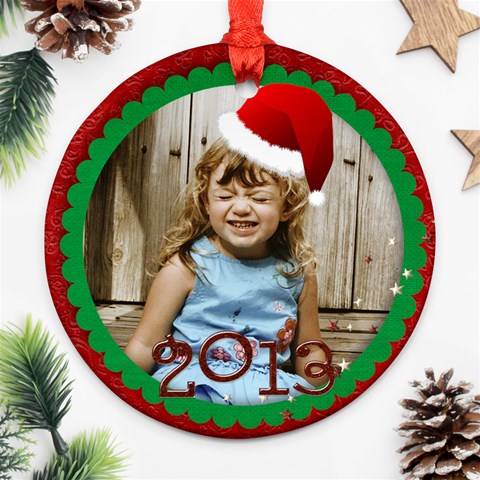 Round Santa Hat Ornament By Mikki Back