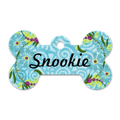 Blue Floral Dog Tag By Mikki Front