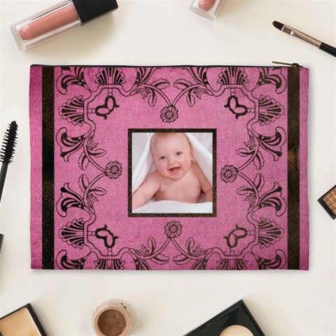 Pink Art Nuveau Cosmetic Bag By Catvinnat Back