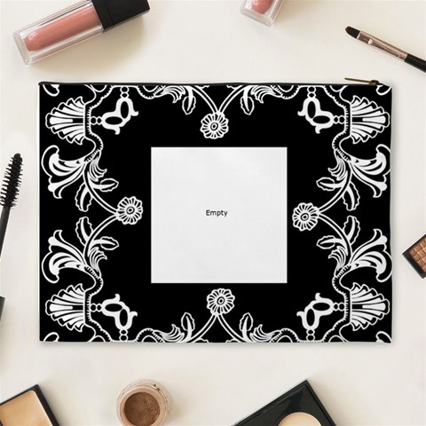 Art Nouveau Black & White Extra Large Cosmetic Case By Catvinnat Back