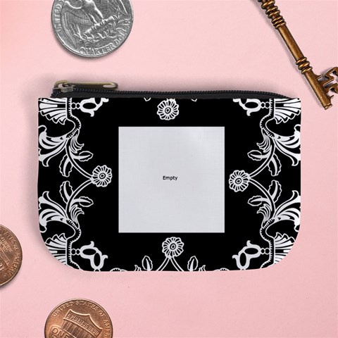 Art Nouveau Black & White Mini Coin Purse By Catvinnat Front