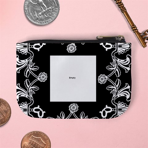 Art Nouveau Black & White Mini Coin Purse By Catvinnat Back