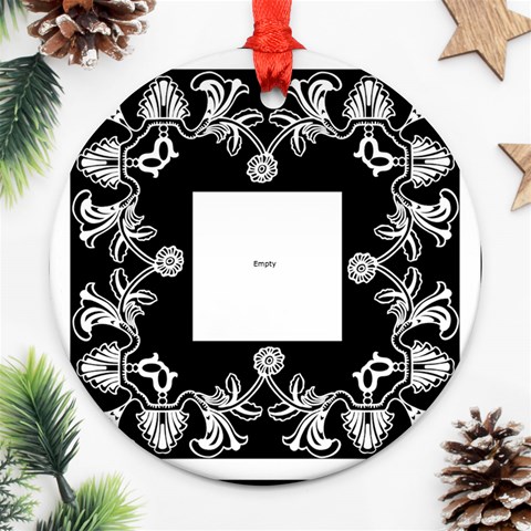 Art Nouveau Black & White Round Ornament By Catvinnat Back