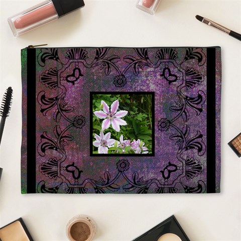 Art Nouveau Purple Extra Large Cosmetic Bag By Catvinnat Front