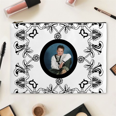 Bold Black & White Extra Large Cosmetic Case By Catvinnat Front