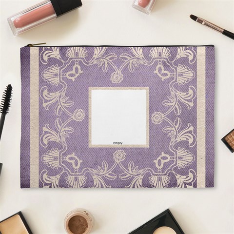 Art Nouveau Lavendar Lace Extra Large Cosmetic Bag By Catvinnat Front
