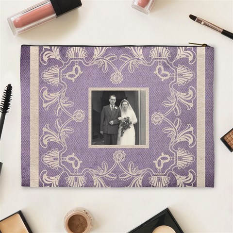 Art Nouveau Lavendar Lace Extra Large Cosmetic Bag By Catvinnat Back