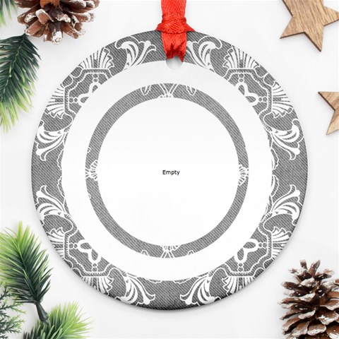Art Nouveau Grey Circlis Round Ornament By Catvinnat Back