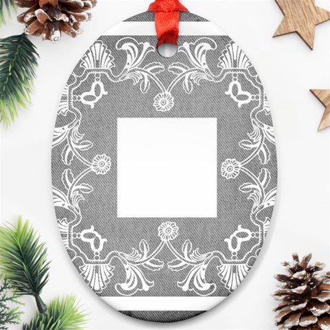 Art Nouveau Grey Lace Oval Ornament By Catvinnat Back