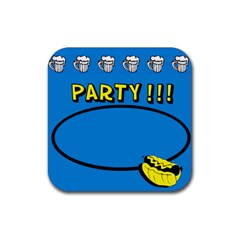 Party Blue - Rubber Square Coaster