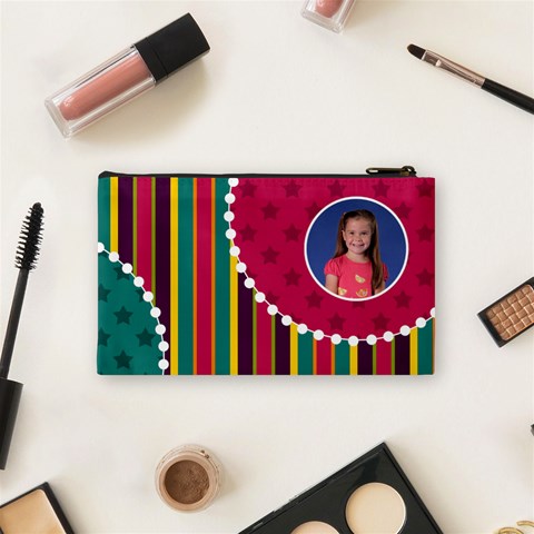 Stripes & Circles Cosmetic Bag By Klh Back