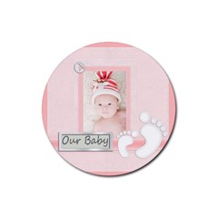 baby pink - Rubber Round Coaster (4 pack) baby pink - Rubber Round Coaster (4 pack)