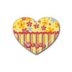 Heart Coaster- Flowers & Love - Rubber Coaster (Heart) Heart Coaster- Flowers & Love - Rubber Coaster (Heart)