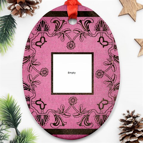 Art Nouveau Pink Oval Ornament By Catvinnat Back