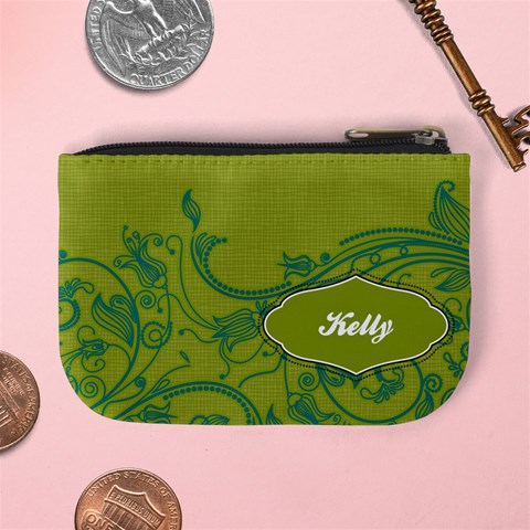 Green & Turquoise Coin Purse By Klh Back