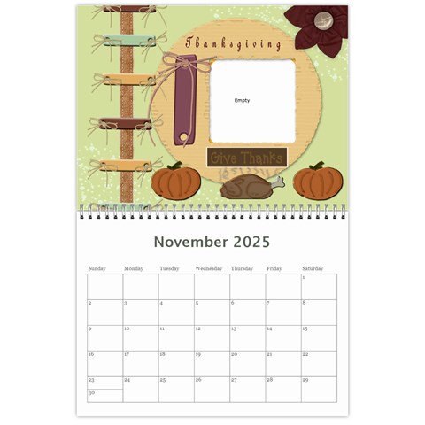 12 Month 2025 Calendar Template Nov 2025