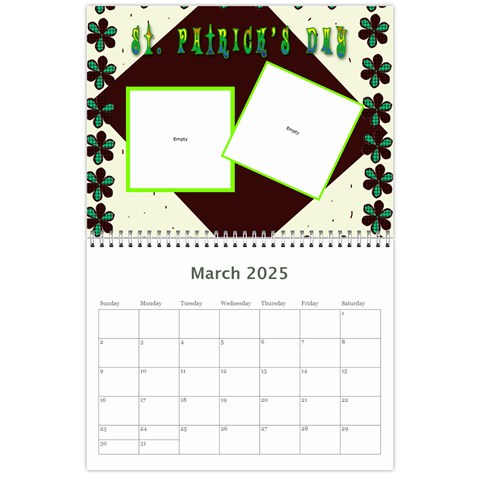 12 Month 2025 Calendar Template Mar 2025