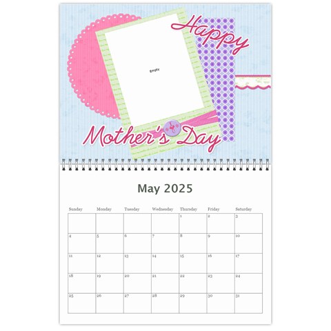12 Month 2025 Calendar Template May 2025