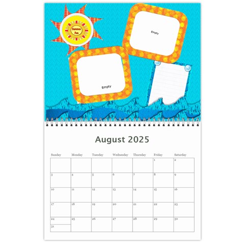12 Month 2025 Calendar Template Aug 2025