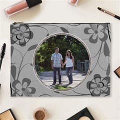 Charcoal Floral XL Cosmetic Bag - Cosmetic Bag (XL)