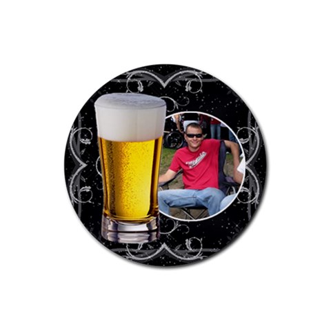 Black Floral Drink Coaster #4 By Lil Front