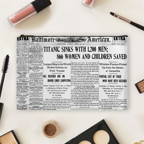 Newspaper Cosmetic Bag By Jorge Front
