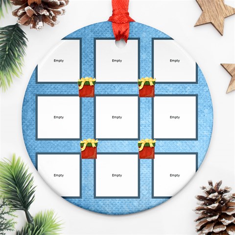 Happy Holidays Round Ornament 3 By Catvinnat Back