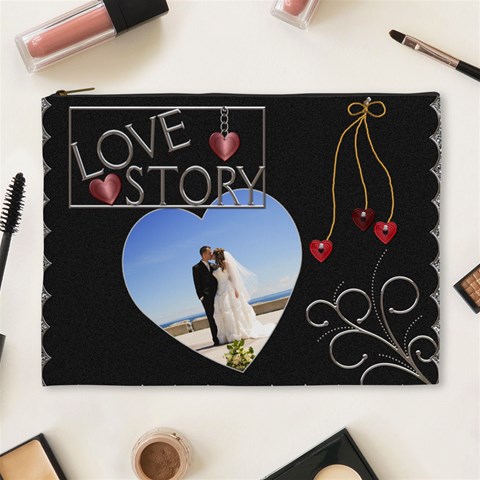 Love Story Xl Cosmetic Bag By Lil Front