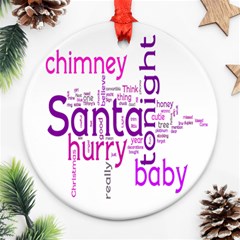 santa baby round christmas ornament 2 bright pink & purple - Round Ornament (Two Sides)
