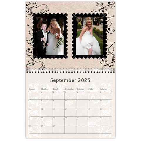 Twin Hearts Neutral Wedding Celebration Calendar 2025 By Catvinnat Sep 2025