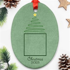 Christmas Oval Ornament Green Damask - Ornament (Oval) Christmas Oval Ornament Green Damask - Ornament (Oval)