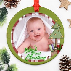 Baby s First Christmas Ornament 6 - Ornament (Round)