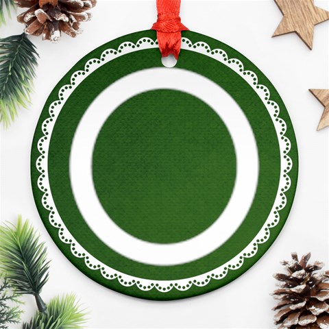 Baby s First Christmastraditional Green & White Round Ornament By Catvinnat Back