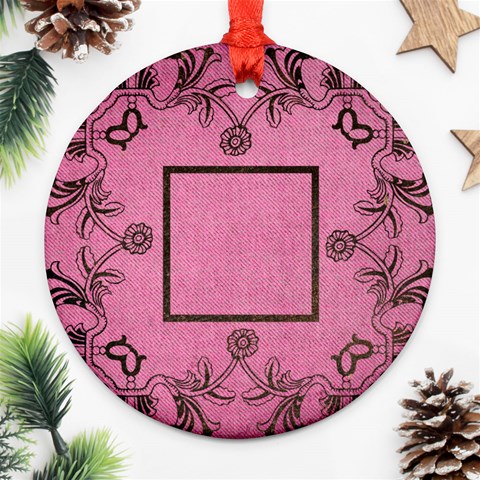 Art Nouveau Pink Round Single Side Ornament By Catvinnat Front
