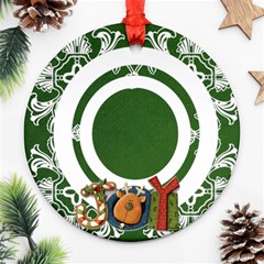 art nouveau joy hunter green round single side ornament - Ornament (Round) art nouveau joy hunter green round single side ornament - Ornament (Round)