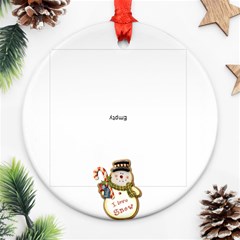 white lace hunter greenI love snow christmas round ornament - Ornament (Round) white lace hunter greenI love snow christmas round ornament - Ornament (Round)