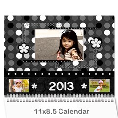 2013 Calendar 12 mos black & white - Wall Calendar 11  x 8.5  (12-Months)