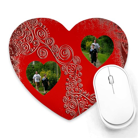 Twin Hearts Red Heart Mousemat By Catvinnat Front