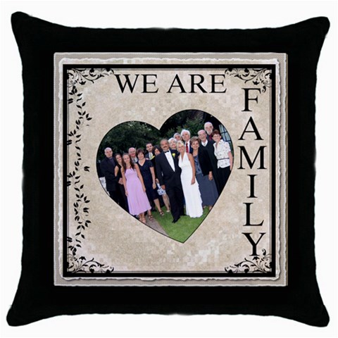 We Are Family Throw Cushion By Lil Front